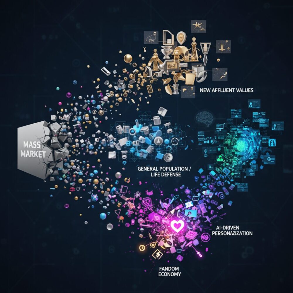 経済階層の分断と新富裕層の価値観シフト のイメージ