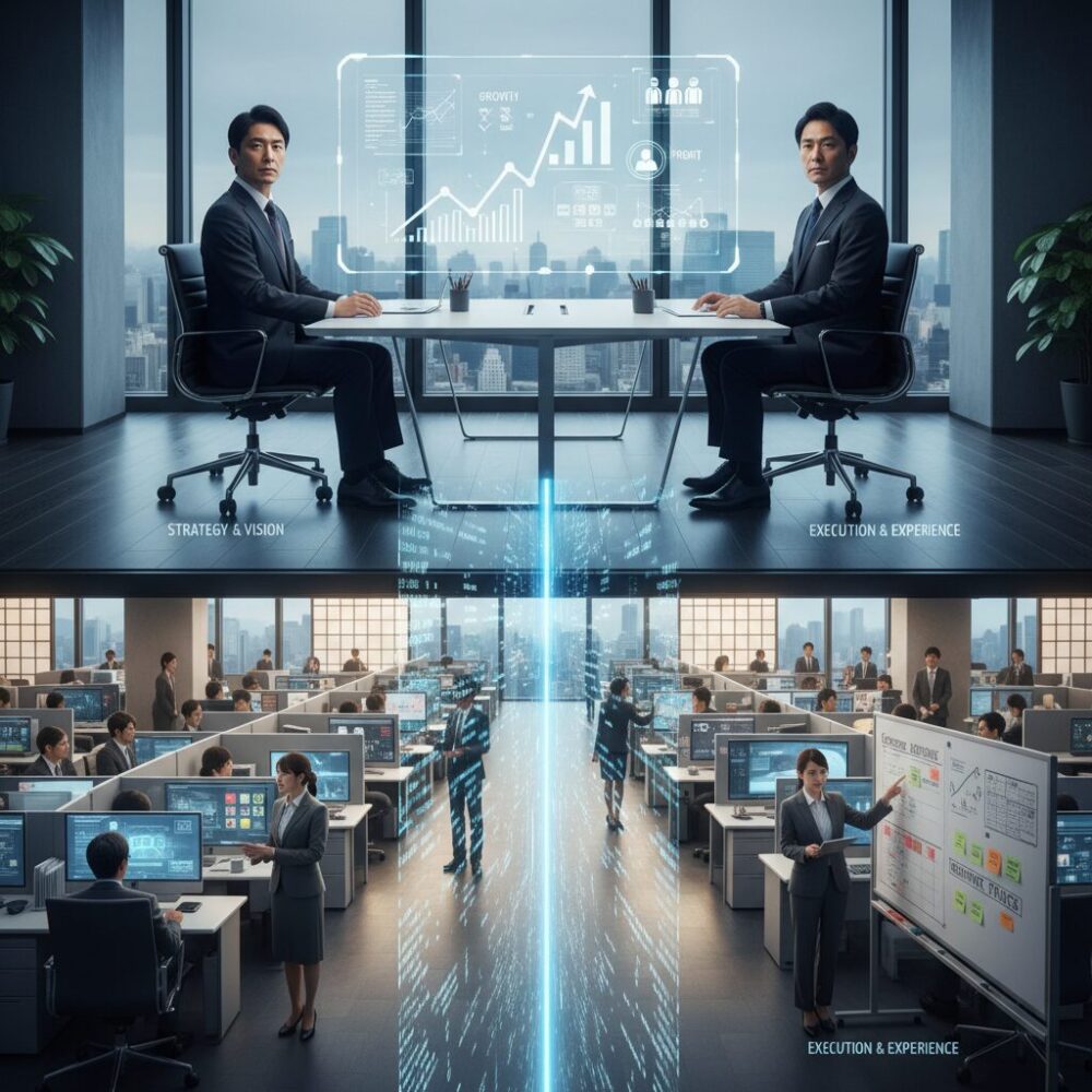 経営層と現場に広がる認知と実装のギャップ のイメージ