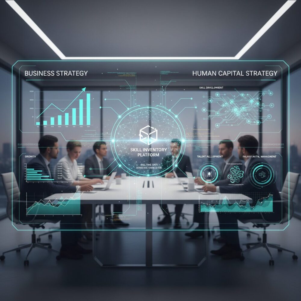 経営戦略と人材戦略をつなぐデータ基盤としての役割 のイメージ