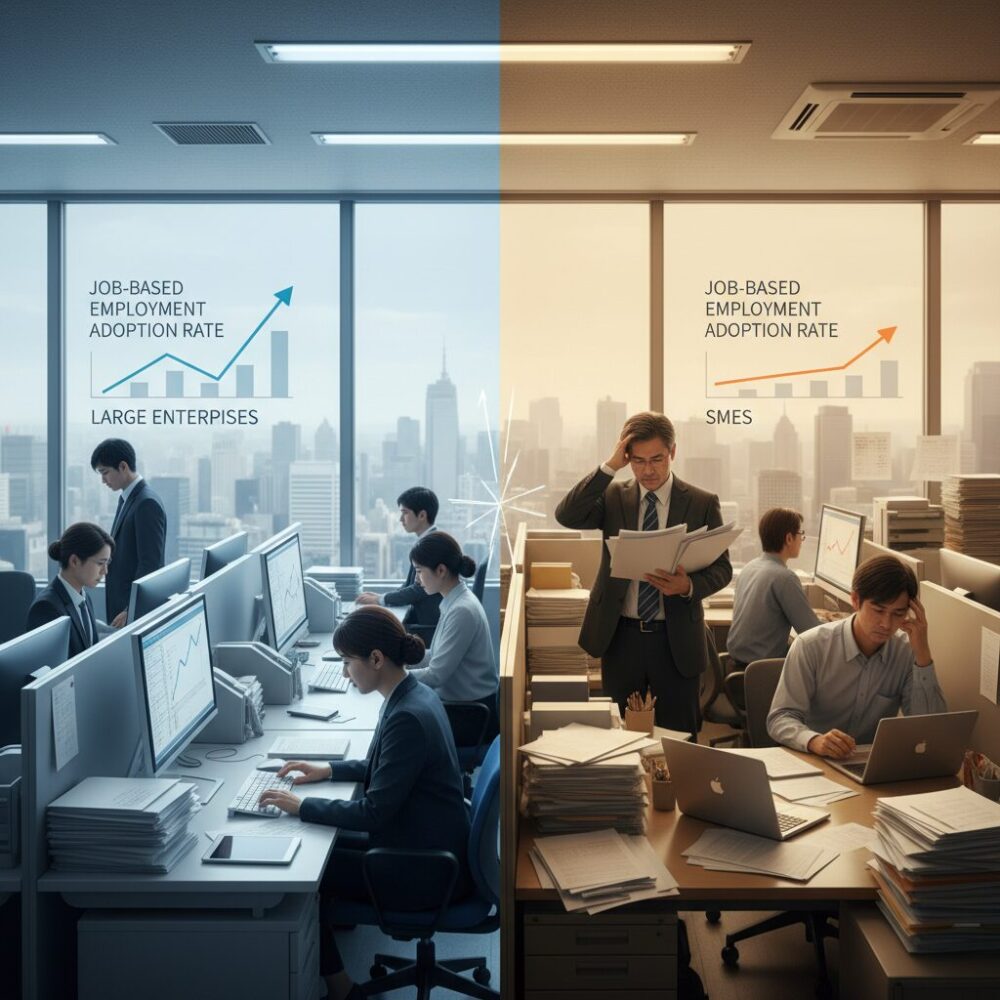 普及率データが示す企業規模ごとの温度差 のイメージ