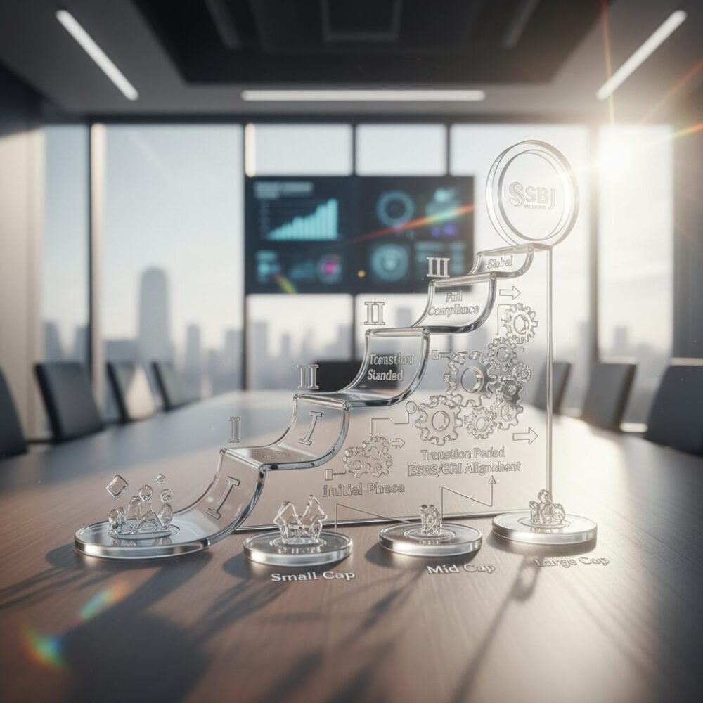 段階的適用ロードマップと時価総額による対象区分 のイメージ