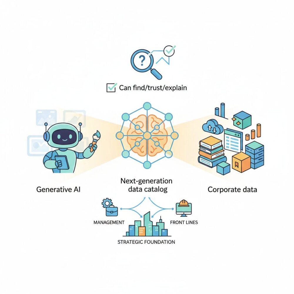 生成AI活用を左右するデータカタログの役割 のイメージ