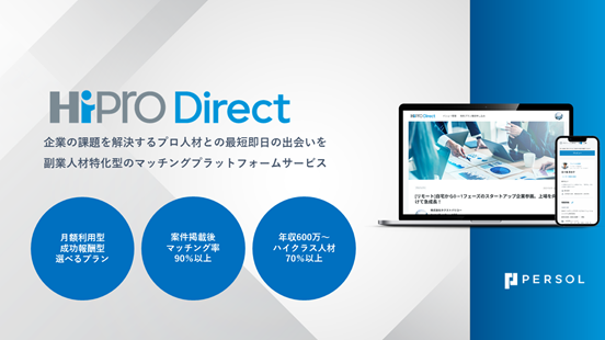 副業・フリーランス人材 マッチングプラットフォーム「HiPro Direct」、登録スキルに「IT・クリエイティブ職」を追加